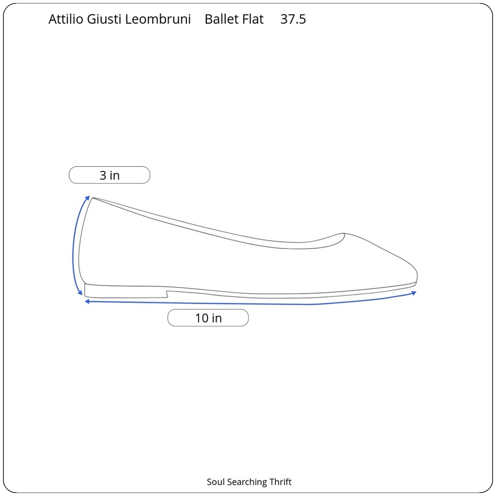 Attilio Giusti Leombruni Leather Ballet Metallic Flats Patent Black Toe Size 7.5 - Picture 10 of 10